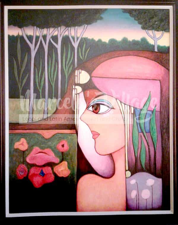 Flower Woman 24x31 Oil and Acrylic