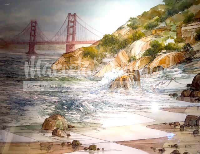 Golden Gate Bridge 38x31 Water color and Black Ink