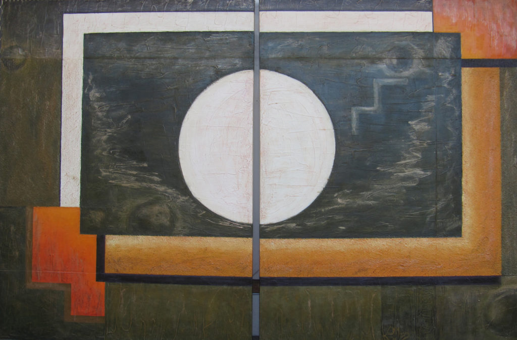 Moon - Diptych 30x40 Acrylic and mediums on canvas